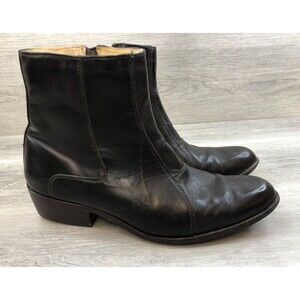 Fortune From Liberty LS-807 Mens  11 Brown Leather Side Zip Biker Ankle Bootie